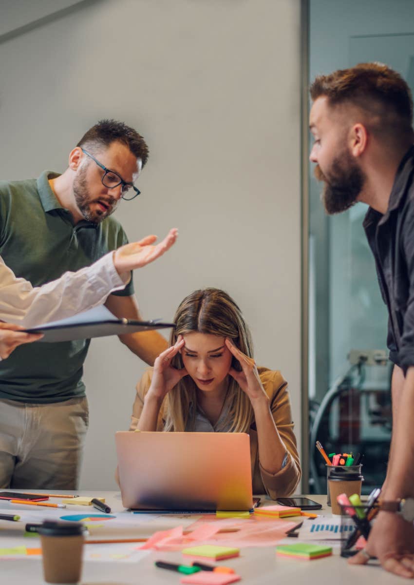 group of stressed out employees