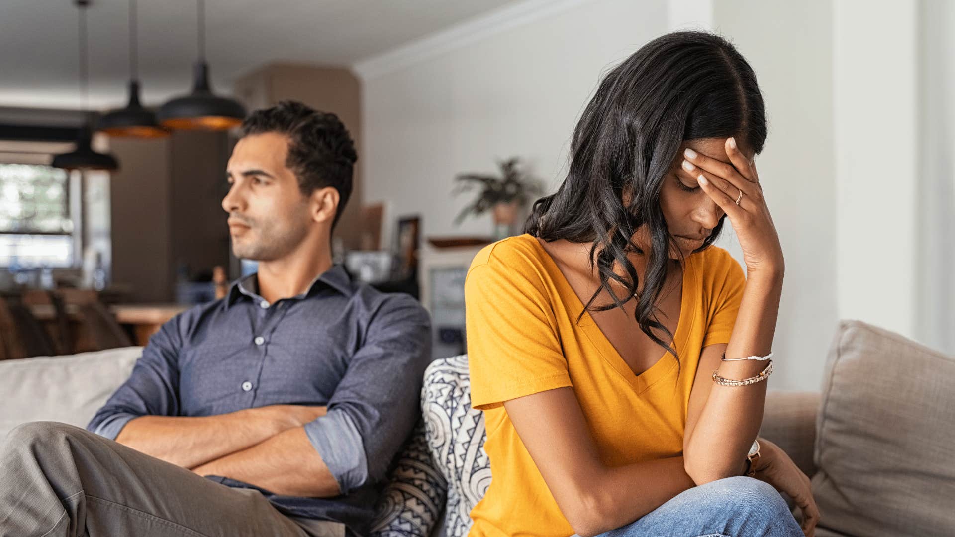 couple ignoring each other