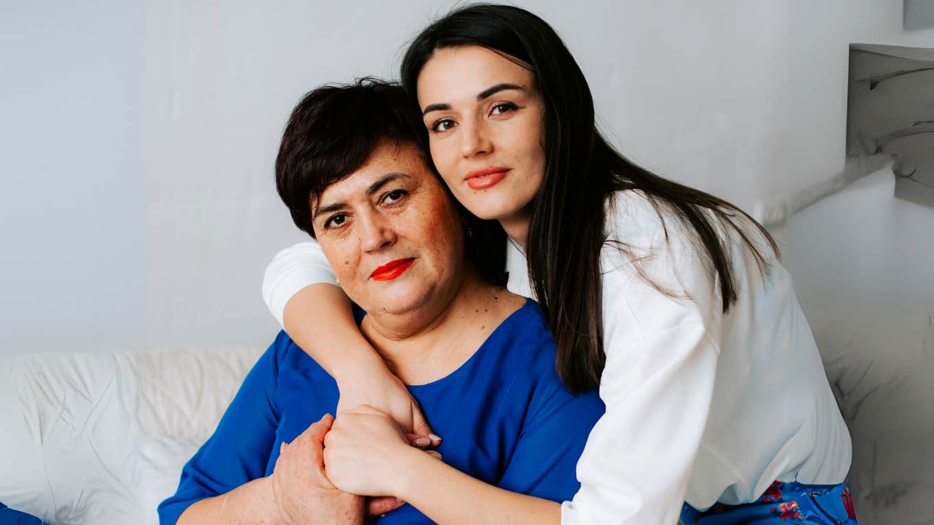 Daughter with her strong mother.