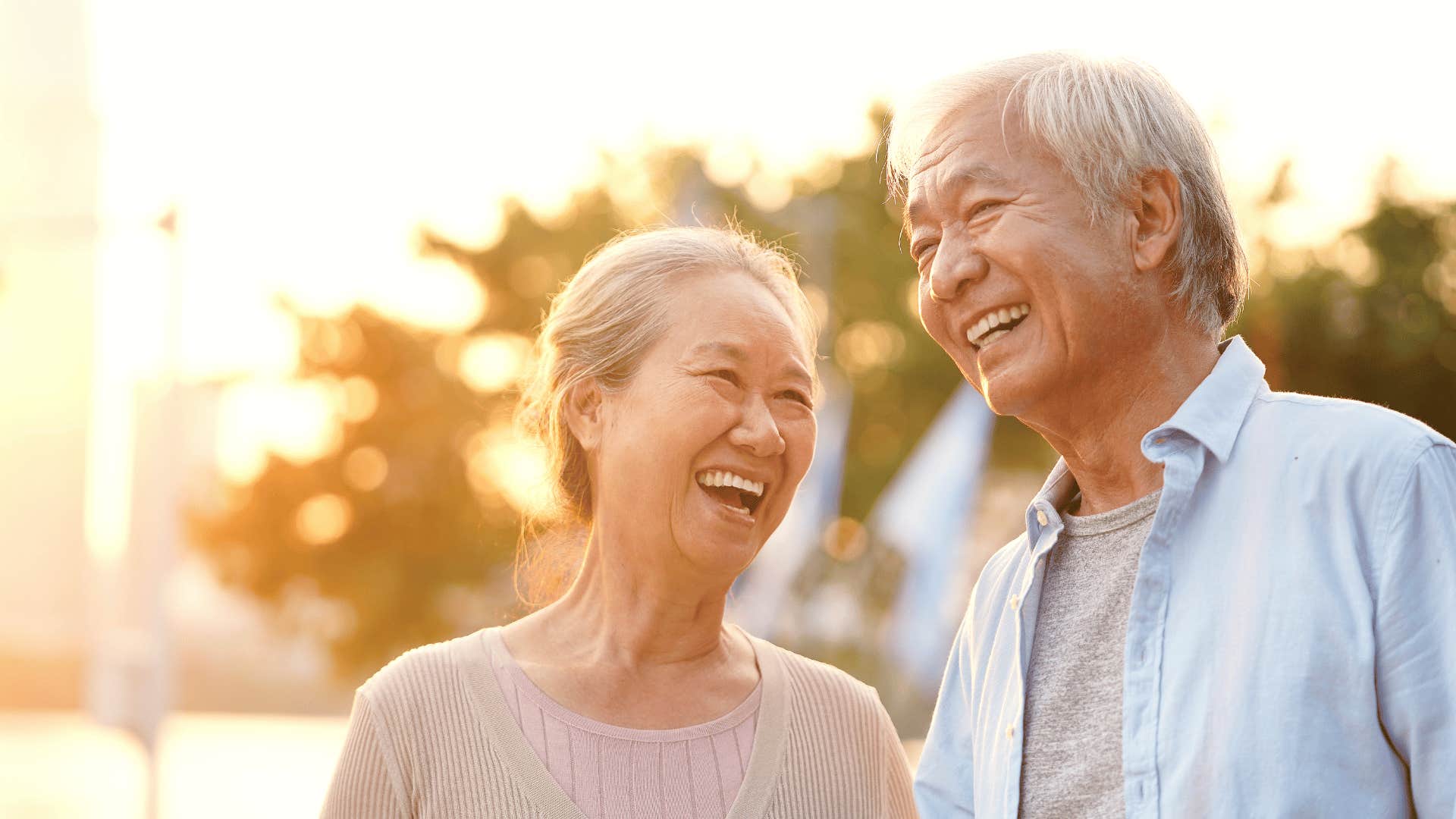 Happy senipor couple focus on their well-being