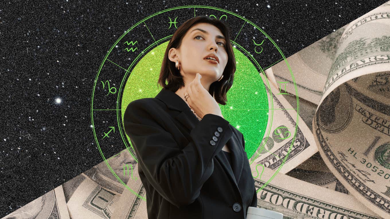 woman with zodiac signs money hard work paying off 2025