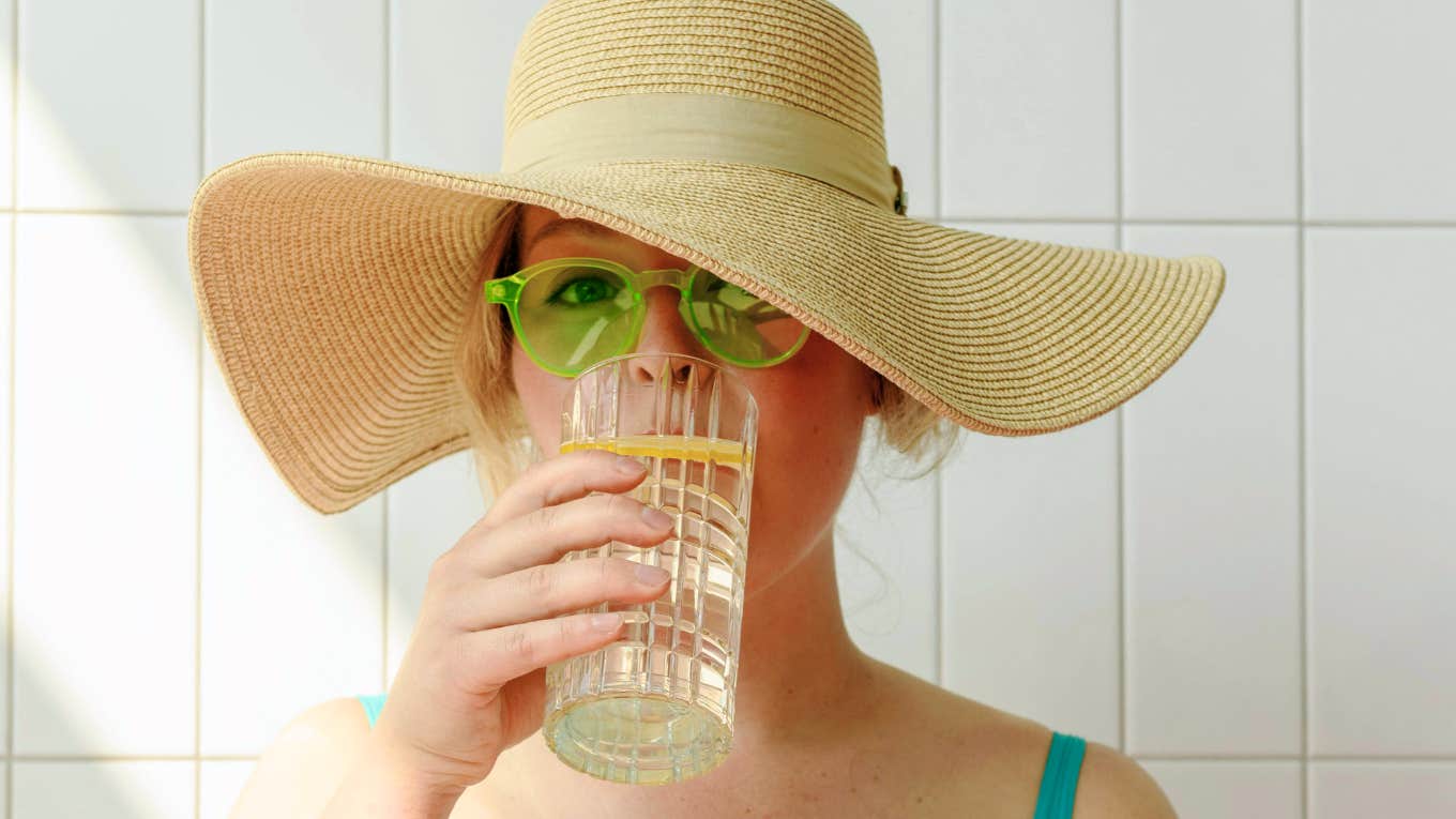 Woman drinking a healthy ingredient daily. 