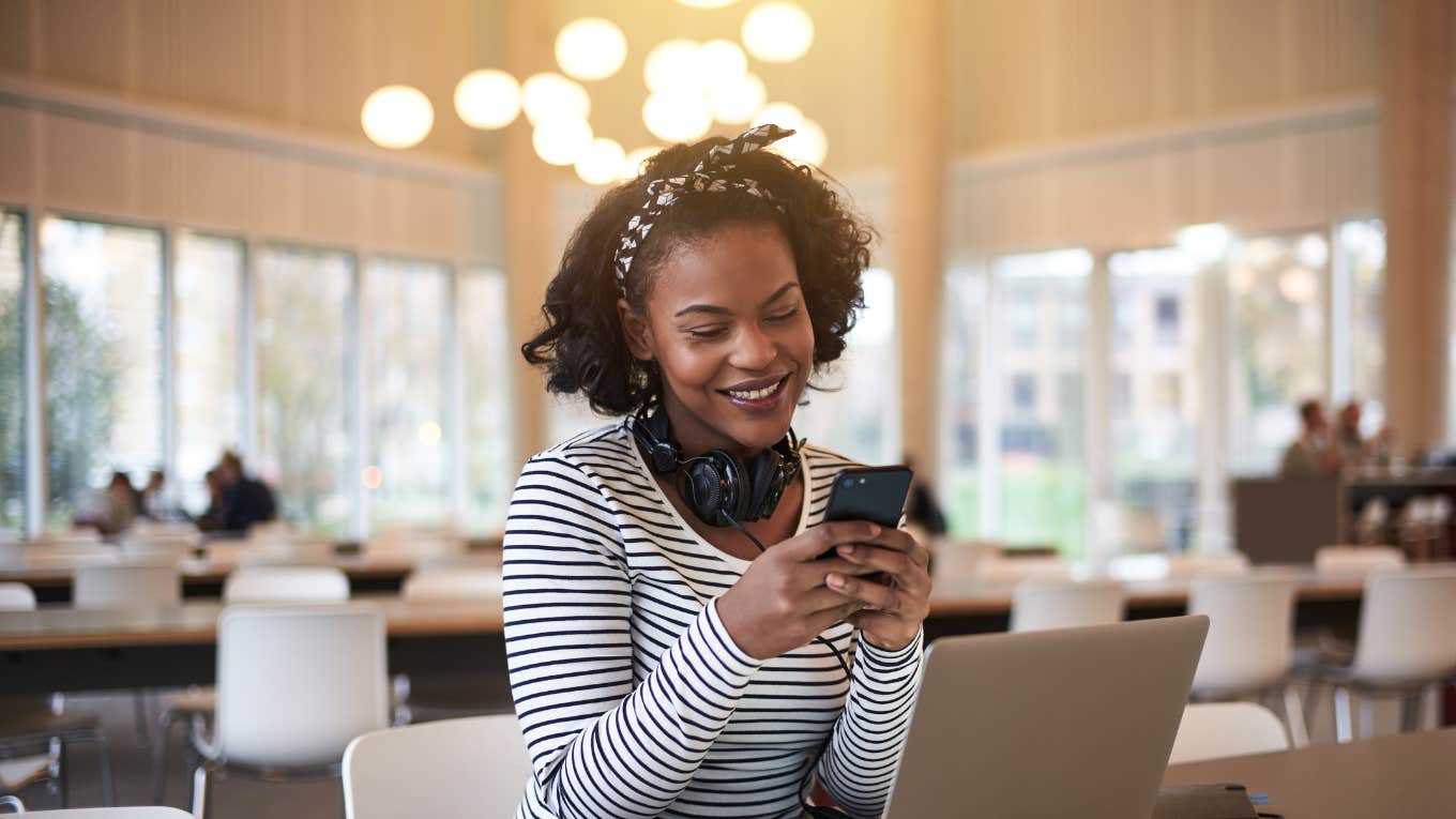 woman texting with her partner