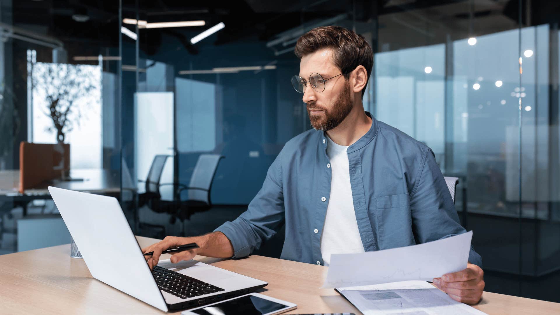 man working on laptop