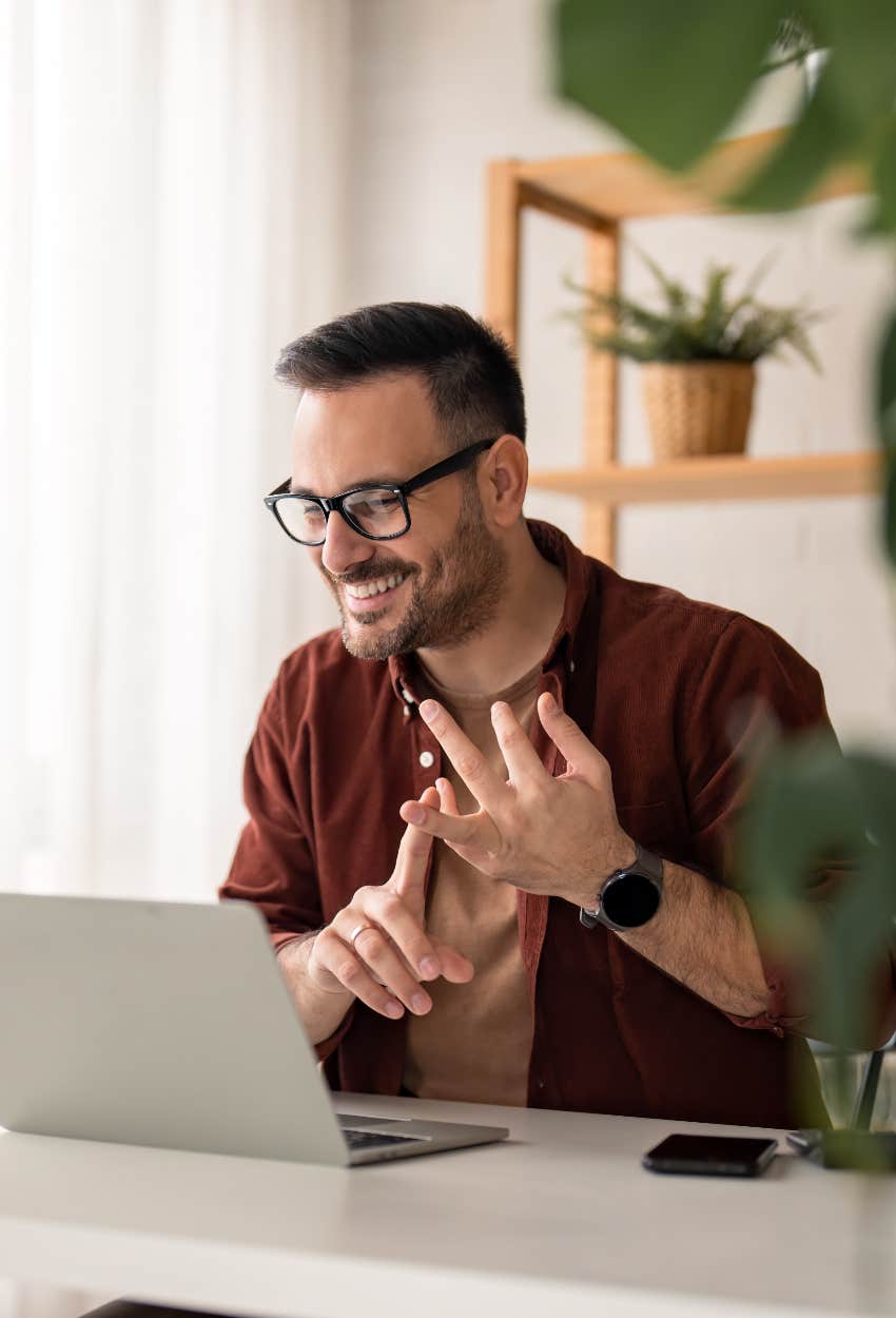 Man explaining resume gap in an online interview