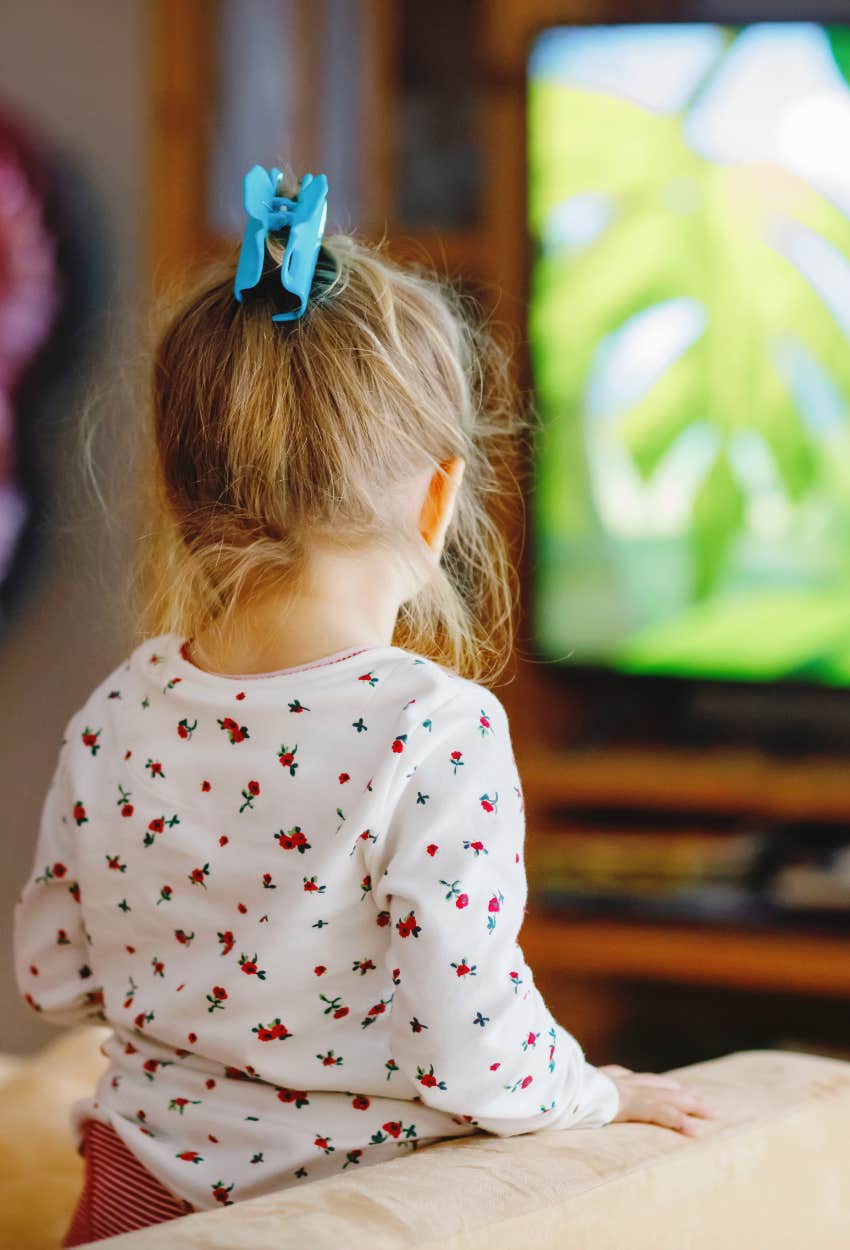 Little girl watching TV