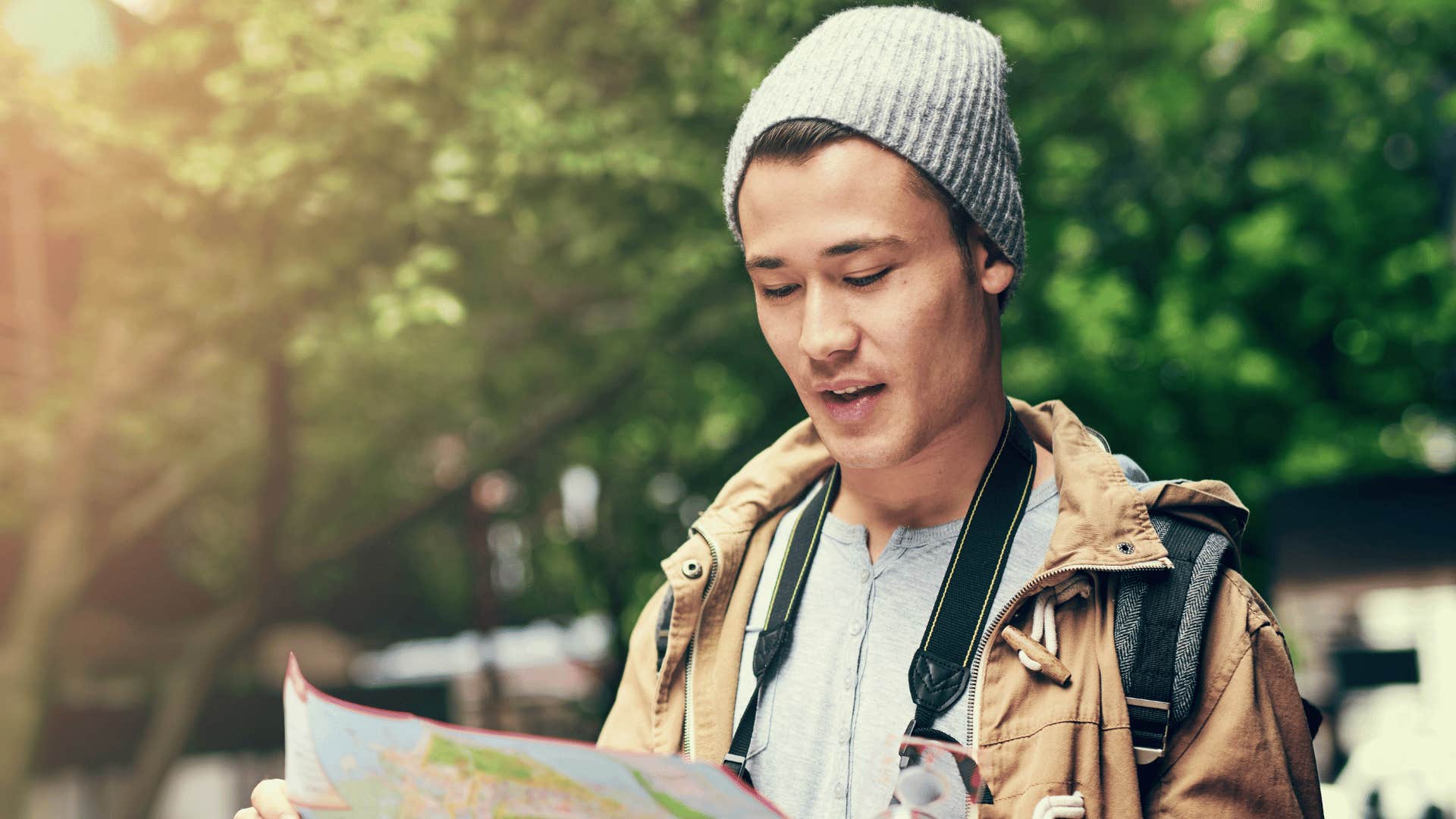 man reading a map