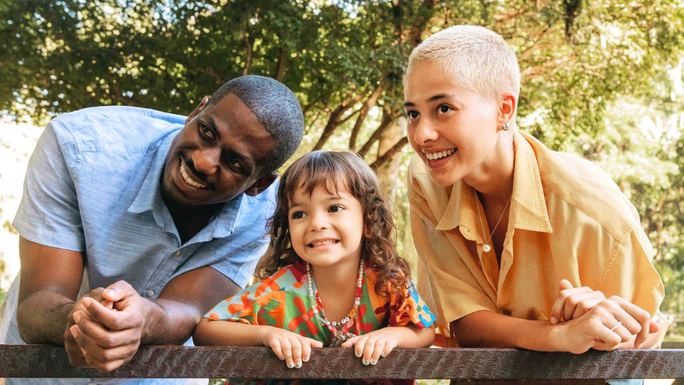 Child learning from parents. 