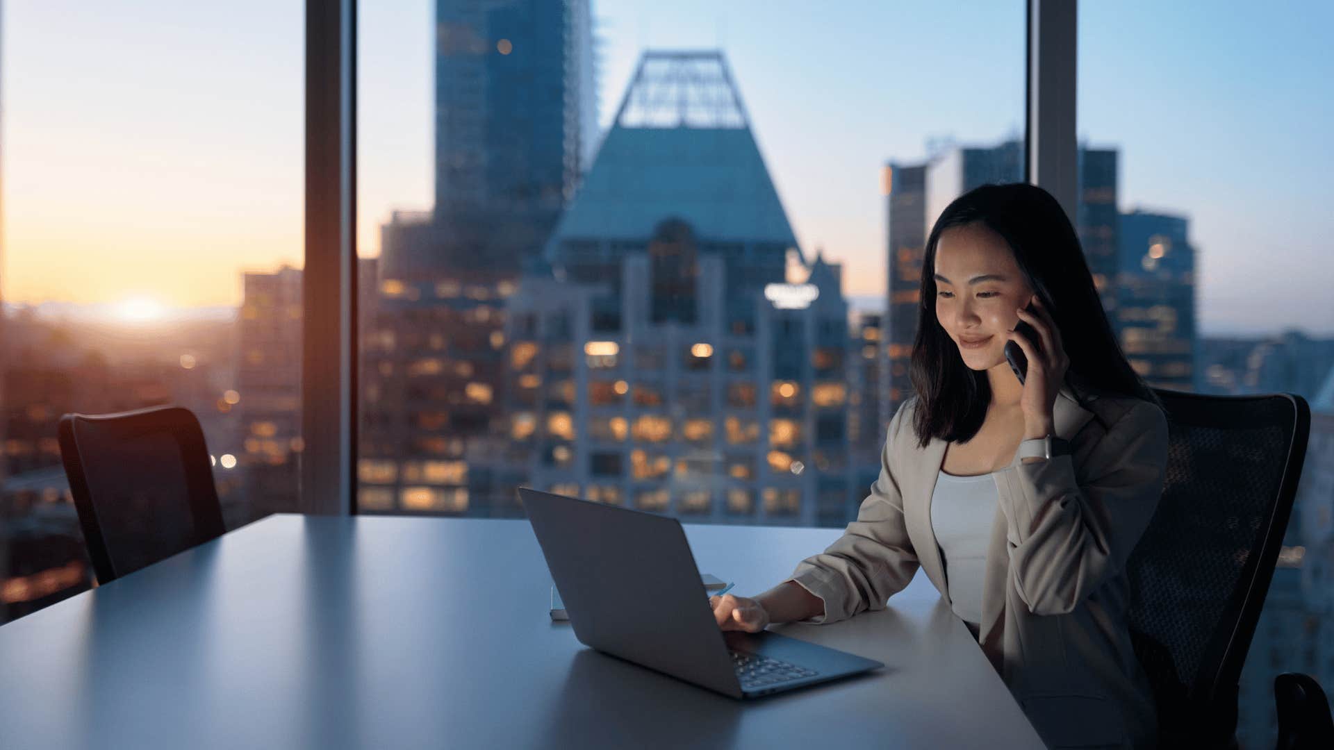 woman working in office room