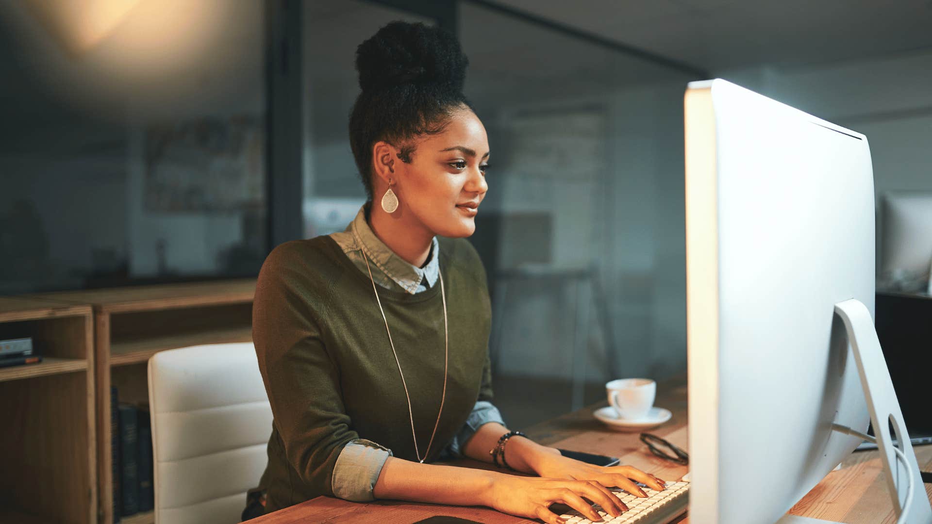 woman working on computer