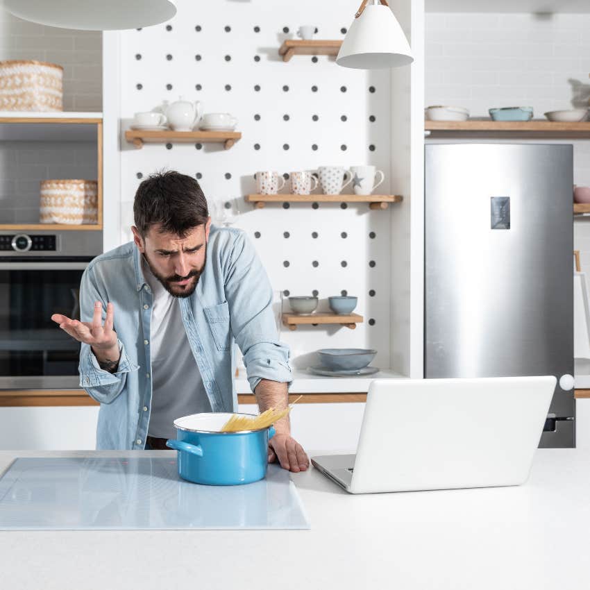 Divorced man trying to cook