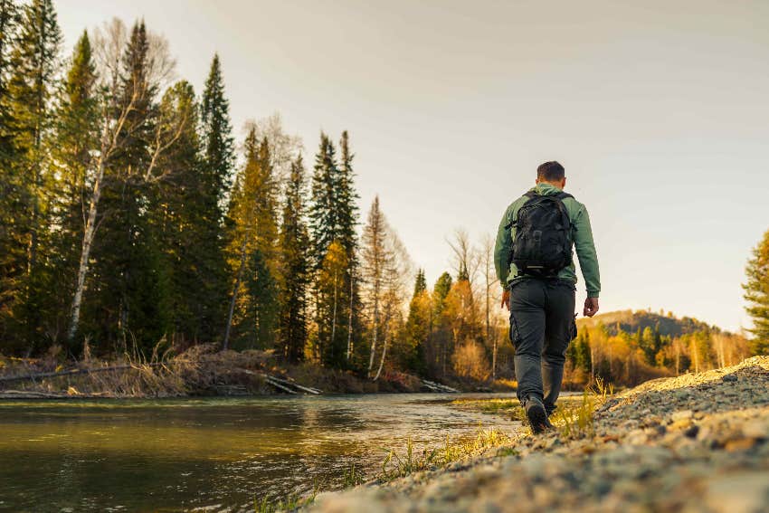 man on a walk in nature