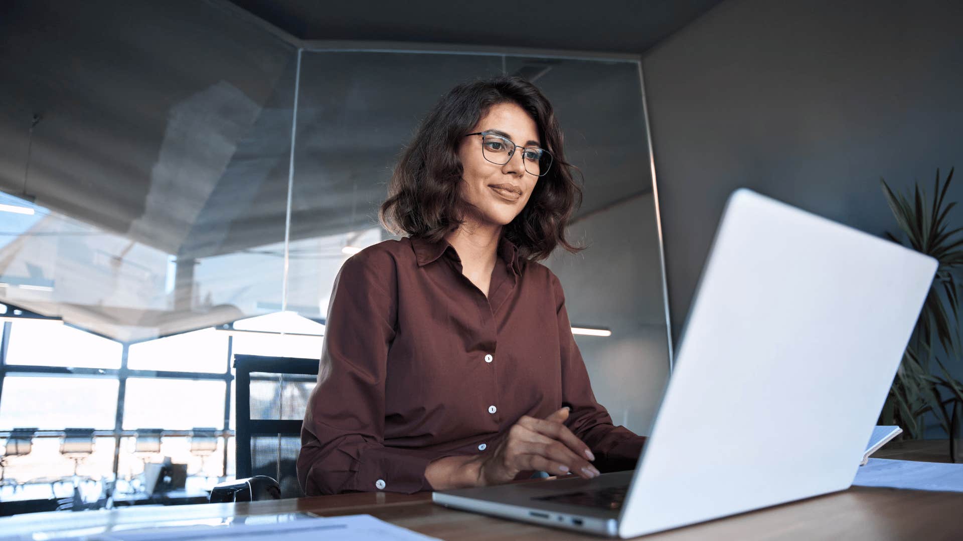 woman working on laptop