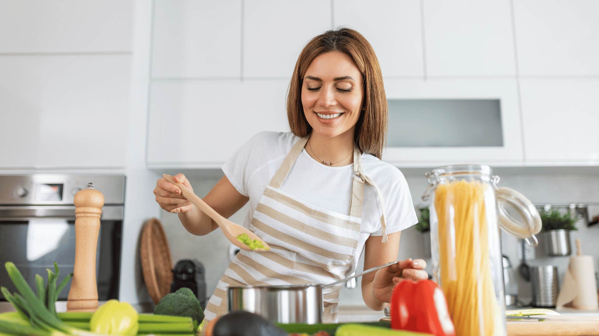 woman cooking in her kitchen