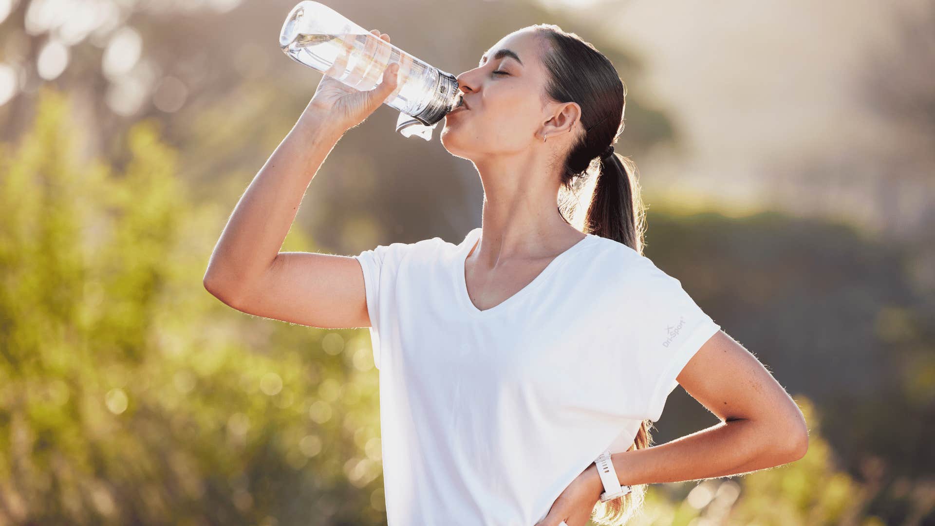 woman drinking water