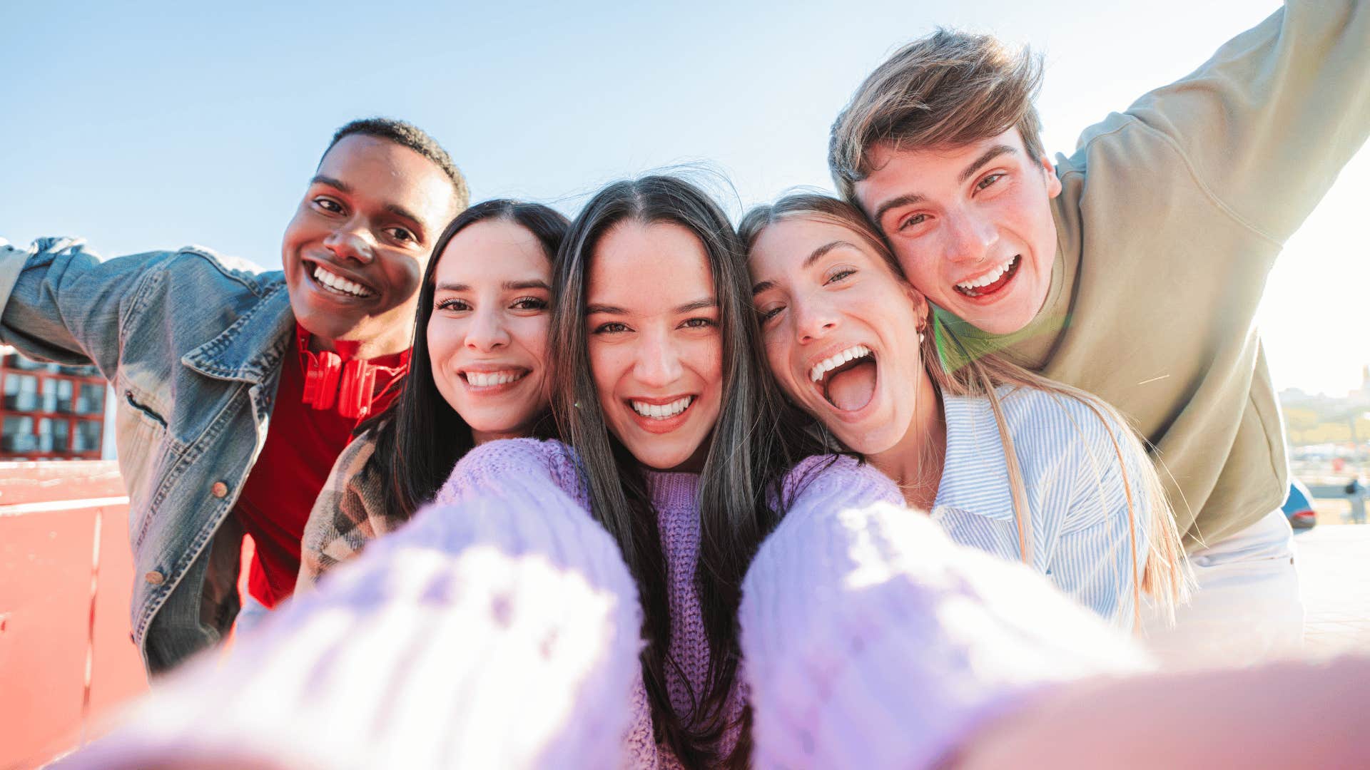 group of friends taking a selfie