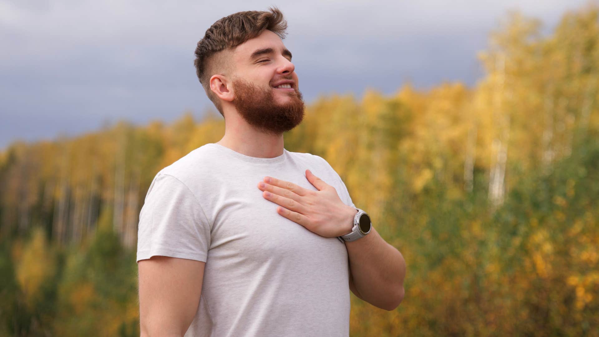 generous man calmly man enjoying the outdoors