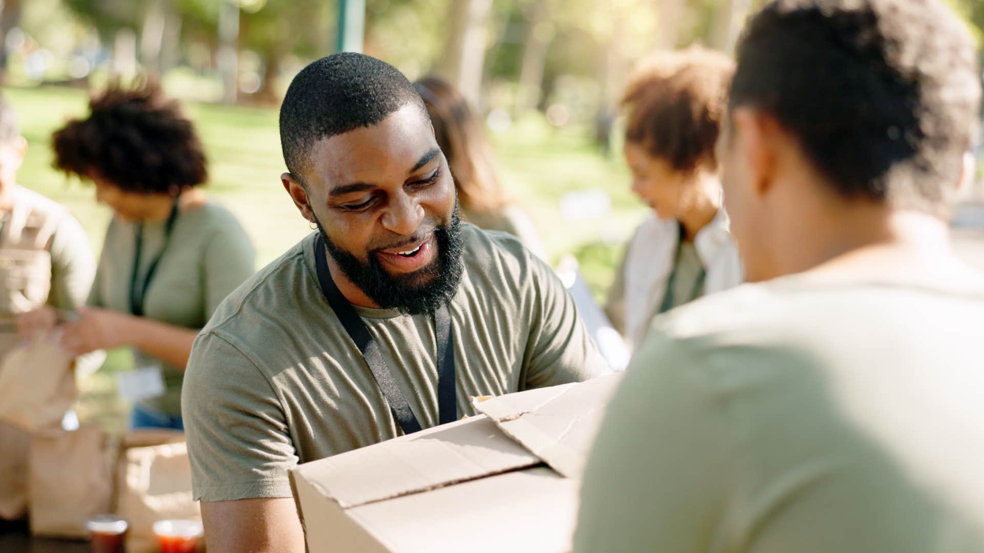 kind man volunteering