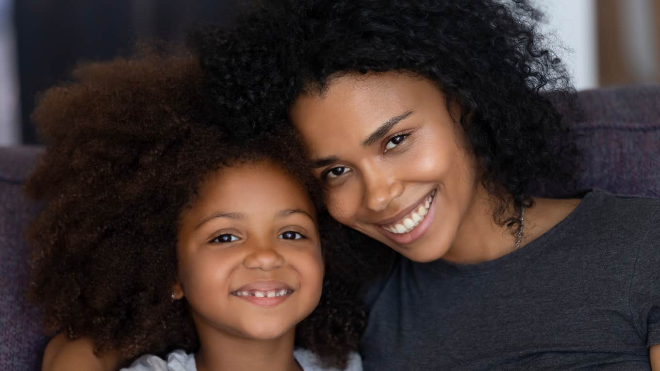 happy mother and daughter