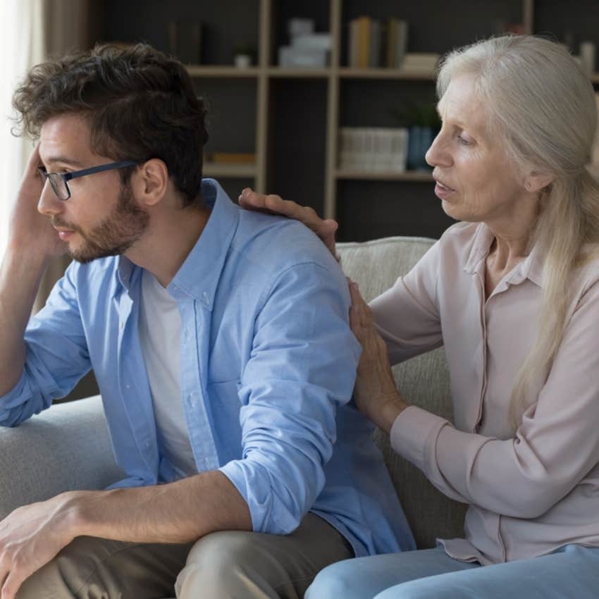 mom talking to adult son