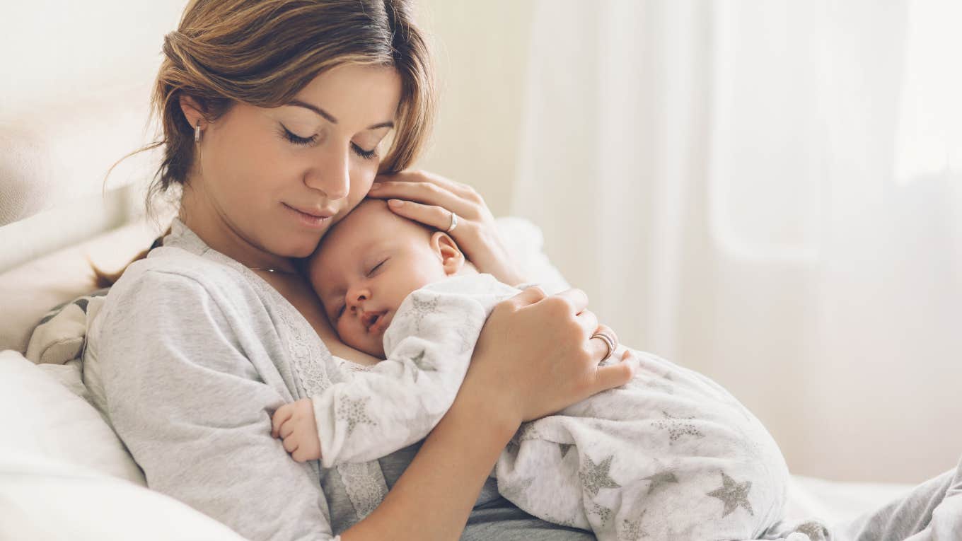 New mom holding her baby