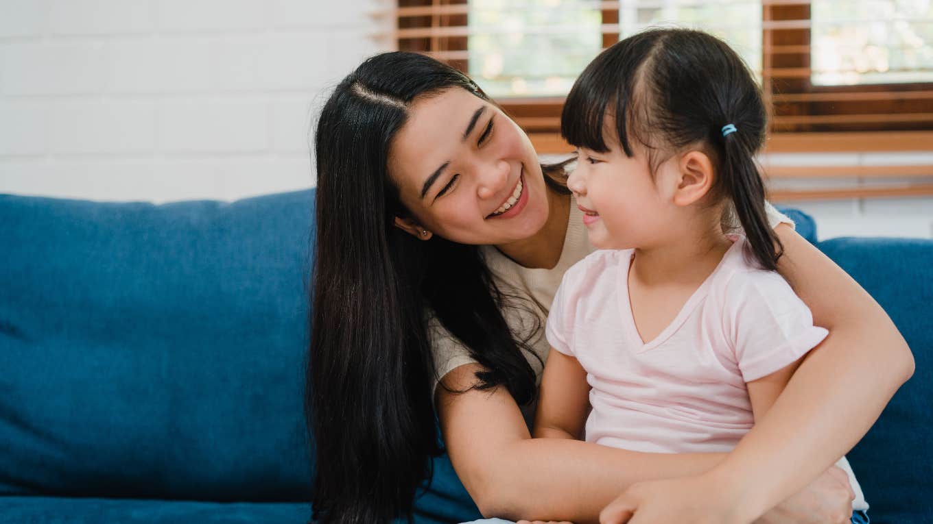 Happy mom and daughter