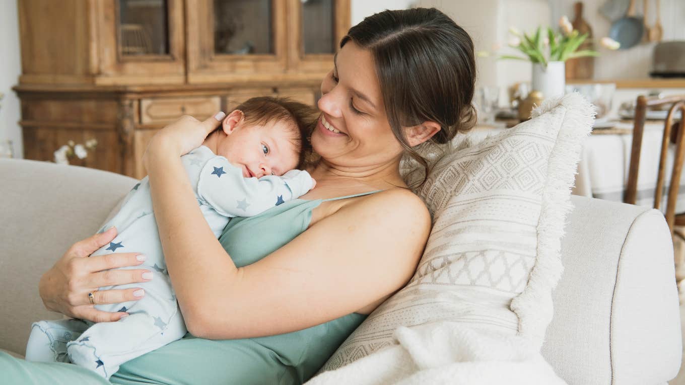 Mom holding newborn