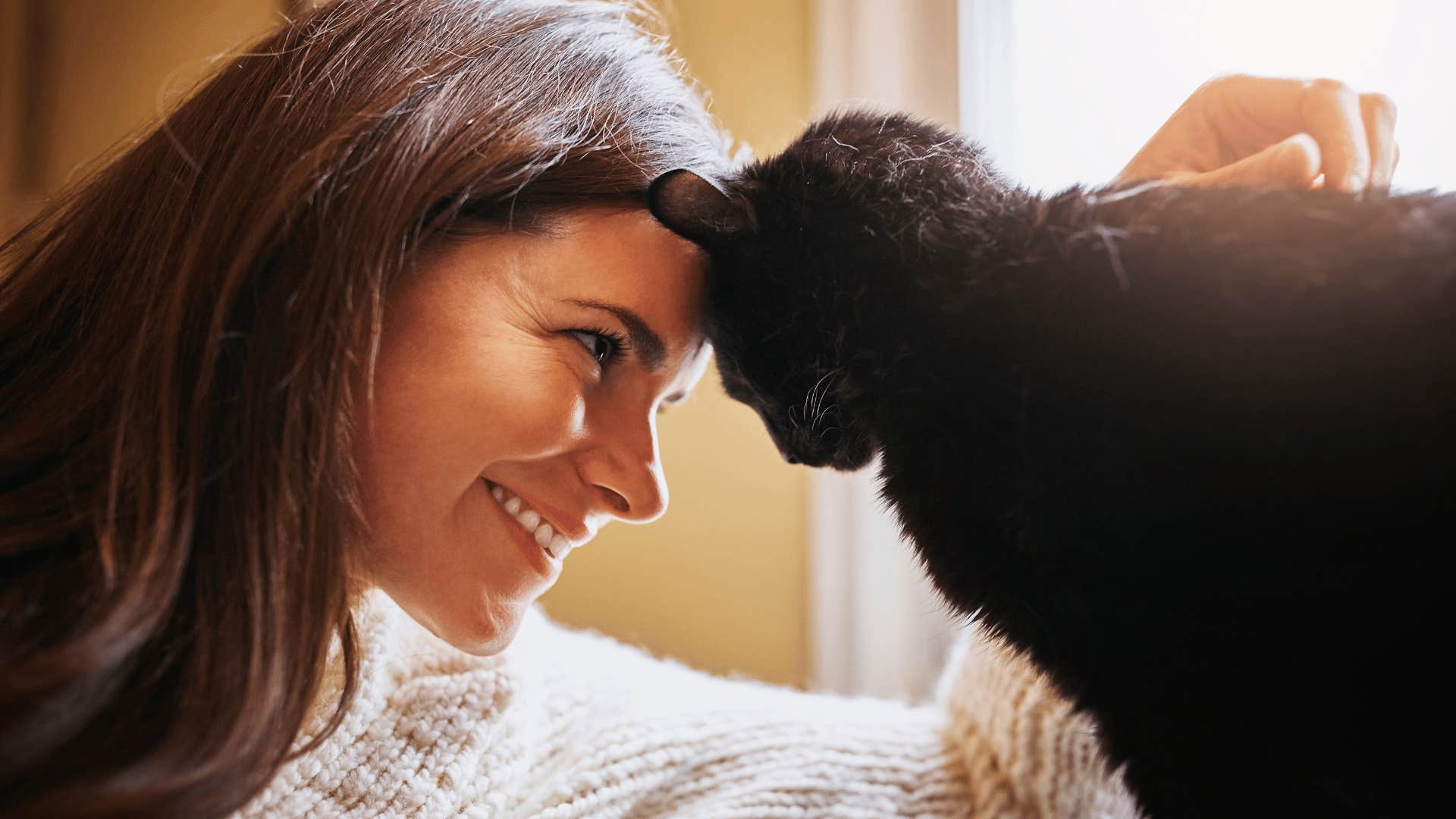 woman with a cat