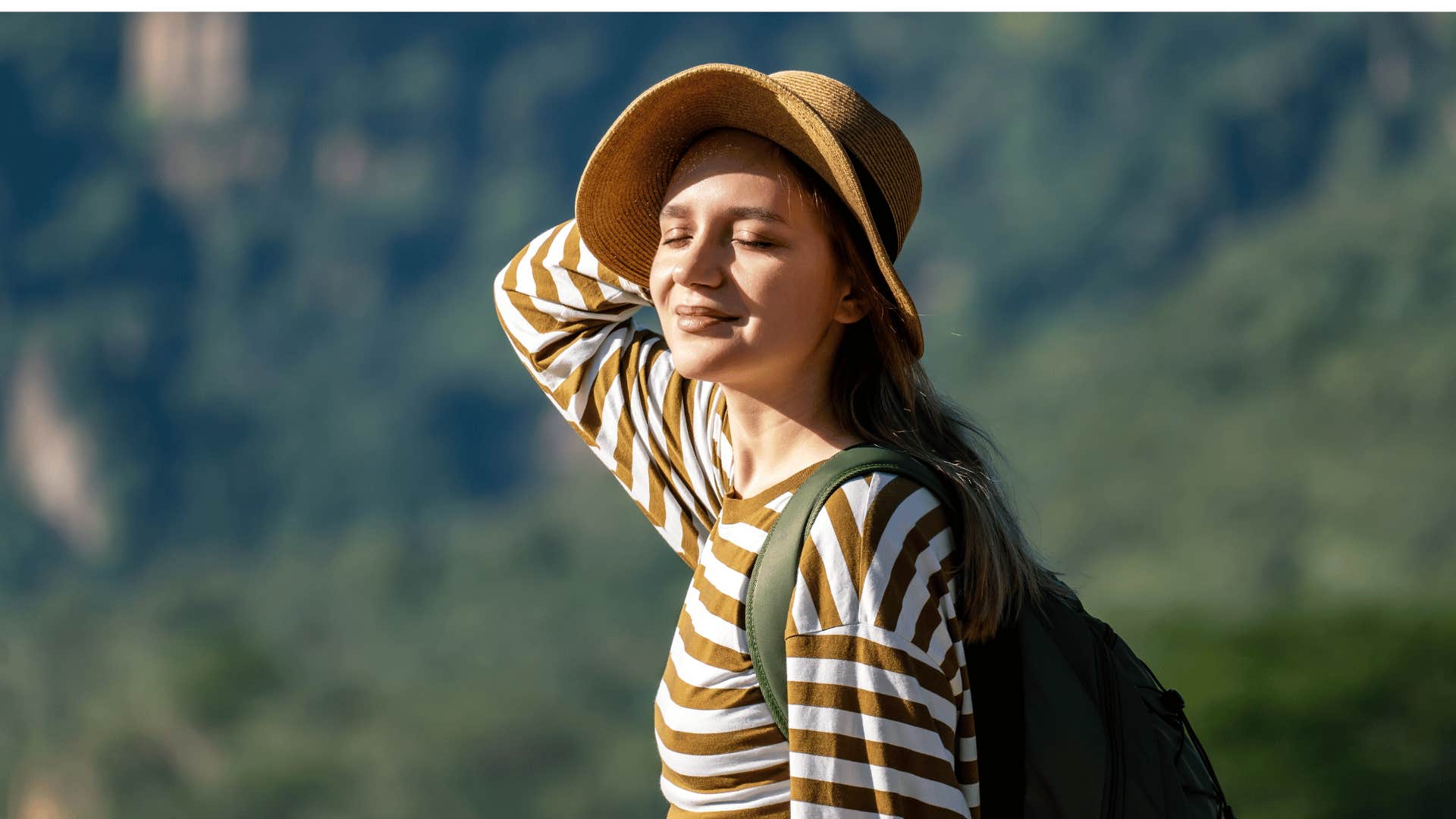 happy empathic woman spending time outdoors