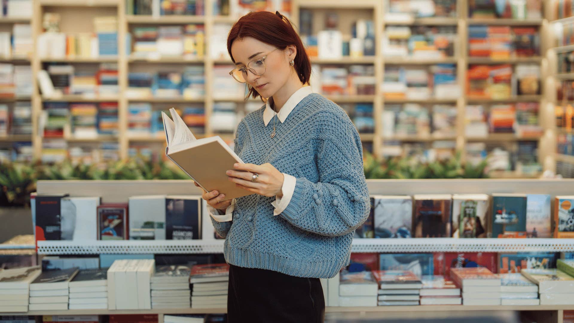 woman reading book