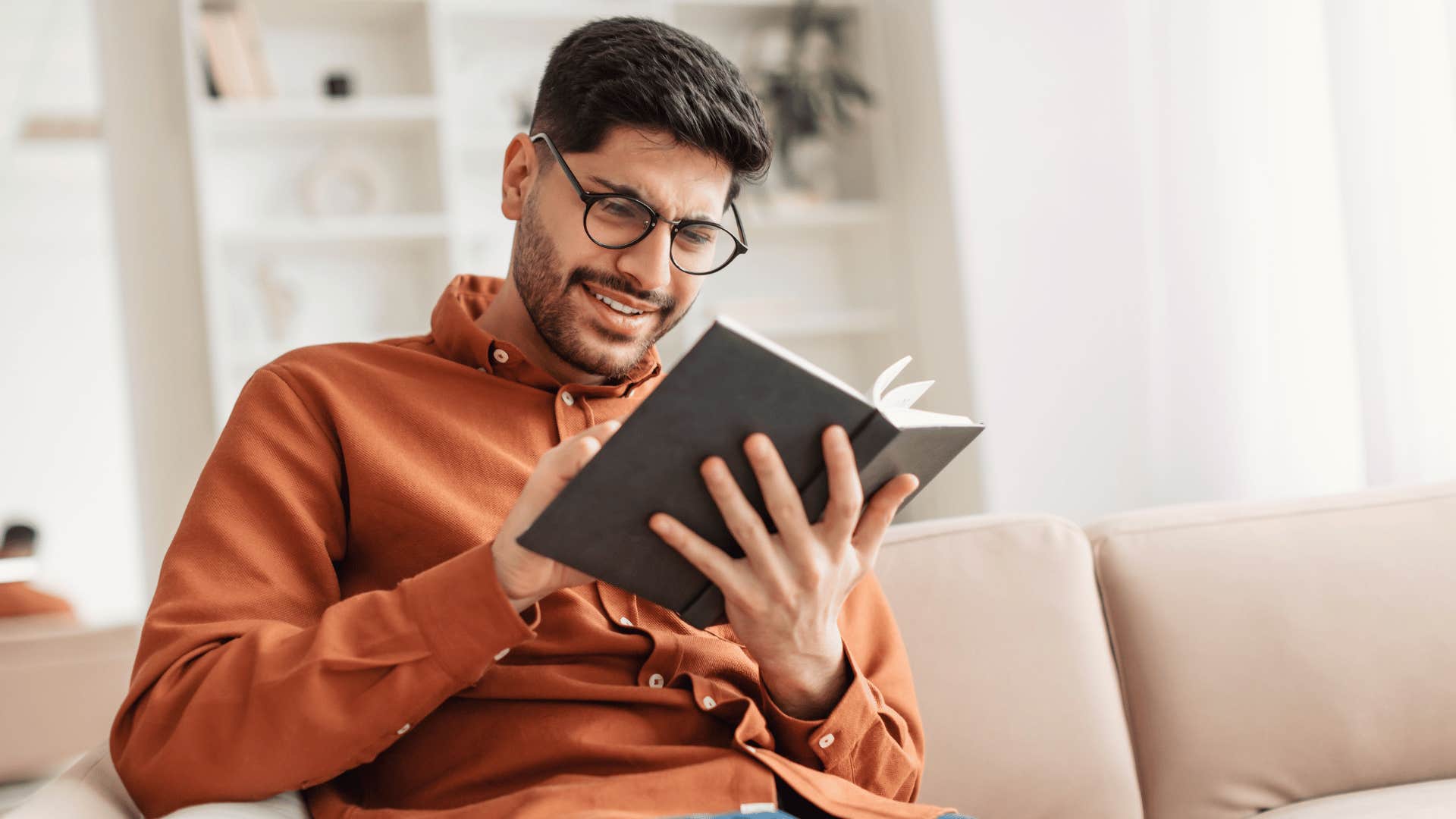 man reading a book