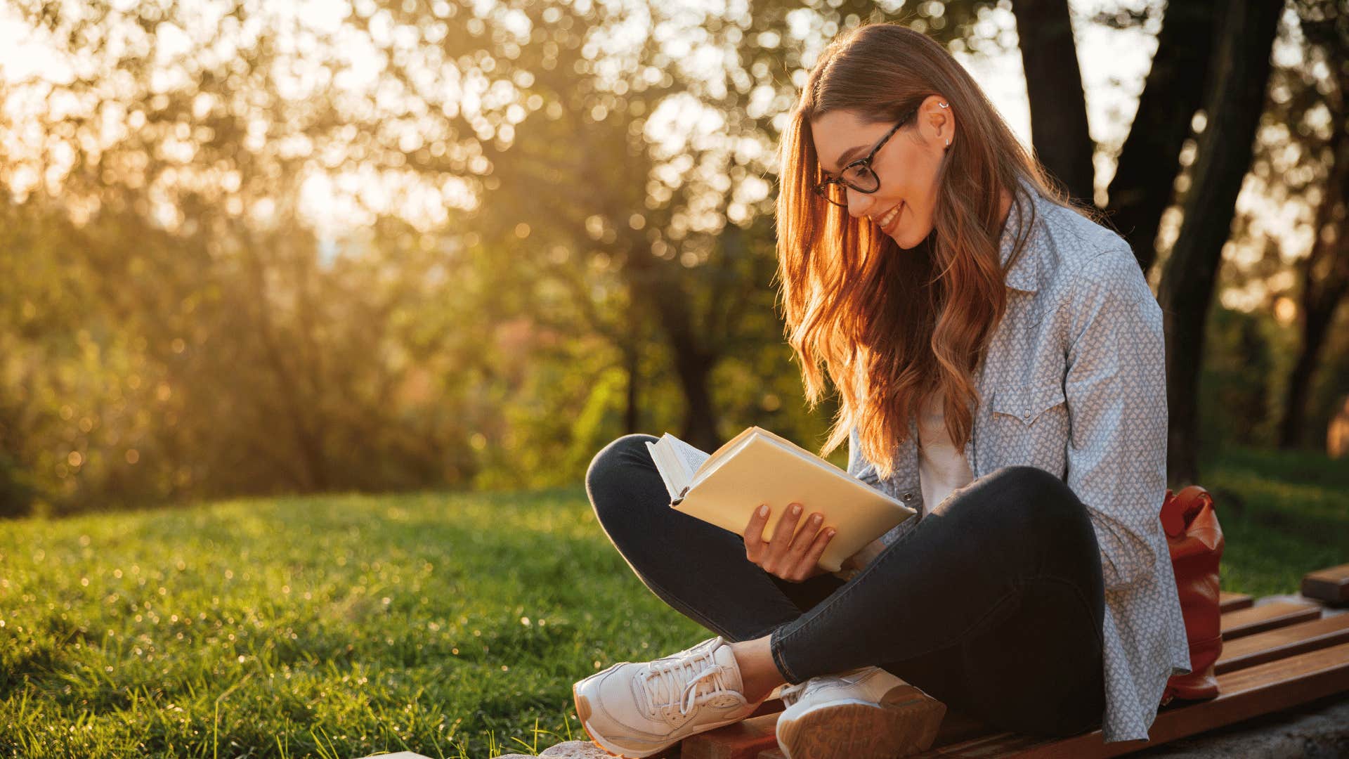 woman reading in the park