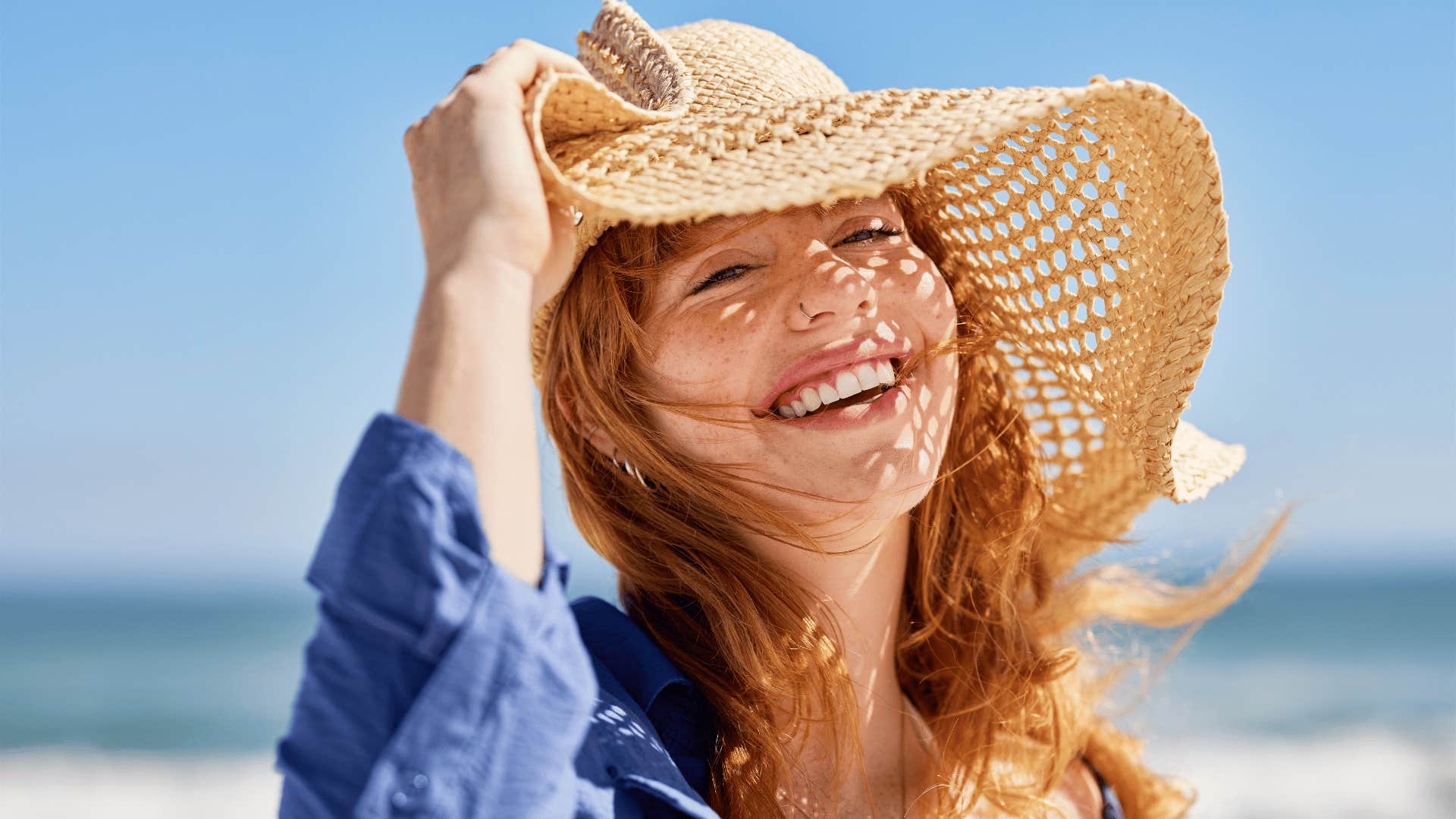 smiling woman on beach