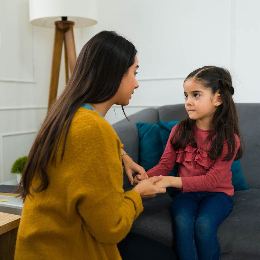 Patient single mom talking to her daughter