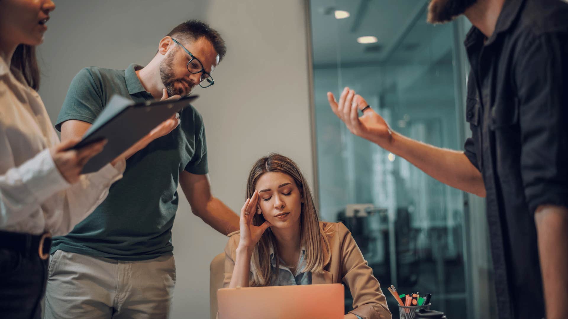 overwhelmed woman at work