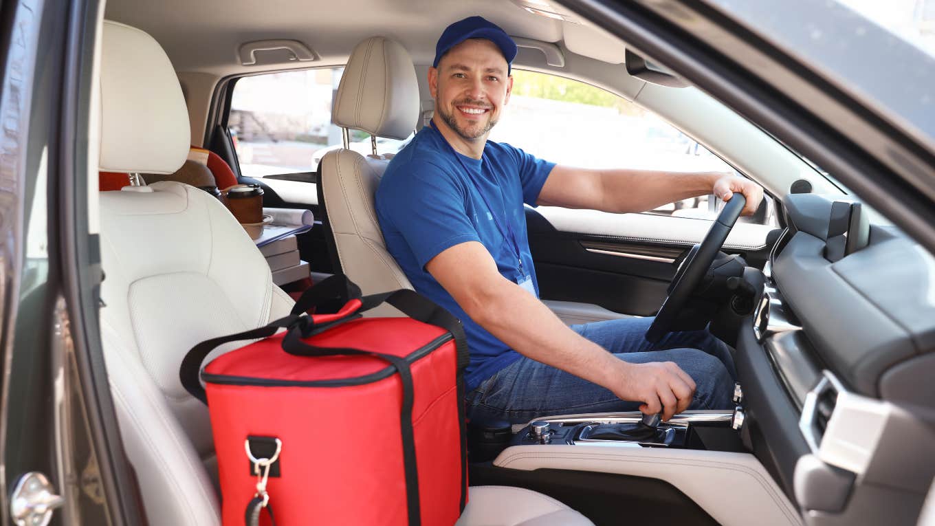 food delivery driver smiling