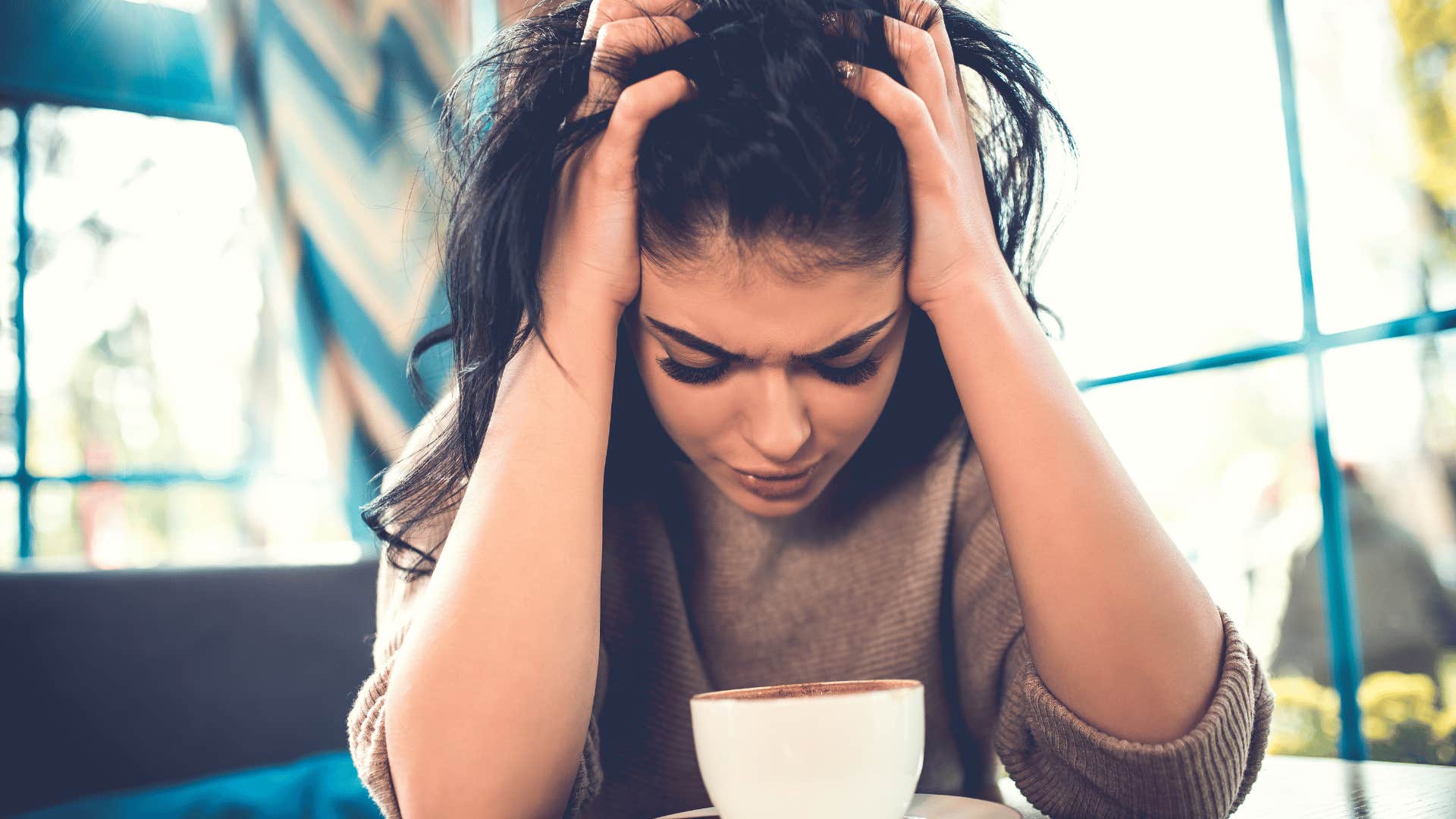 upset women drinking coffee