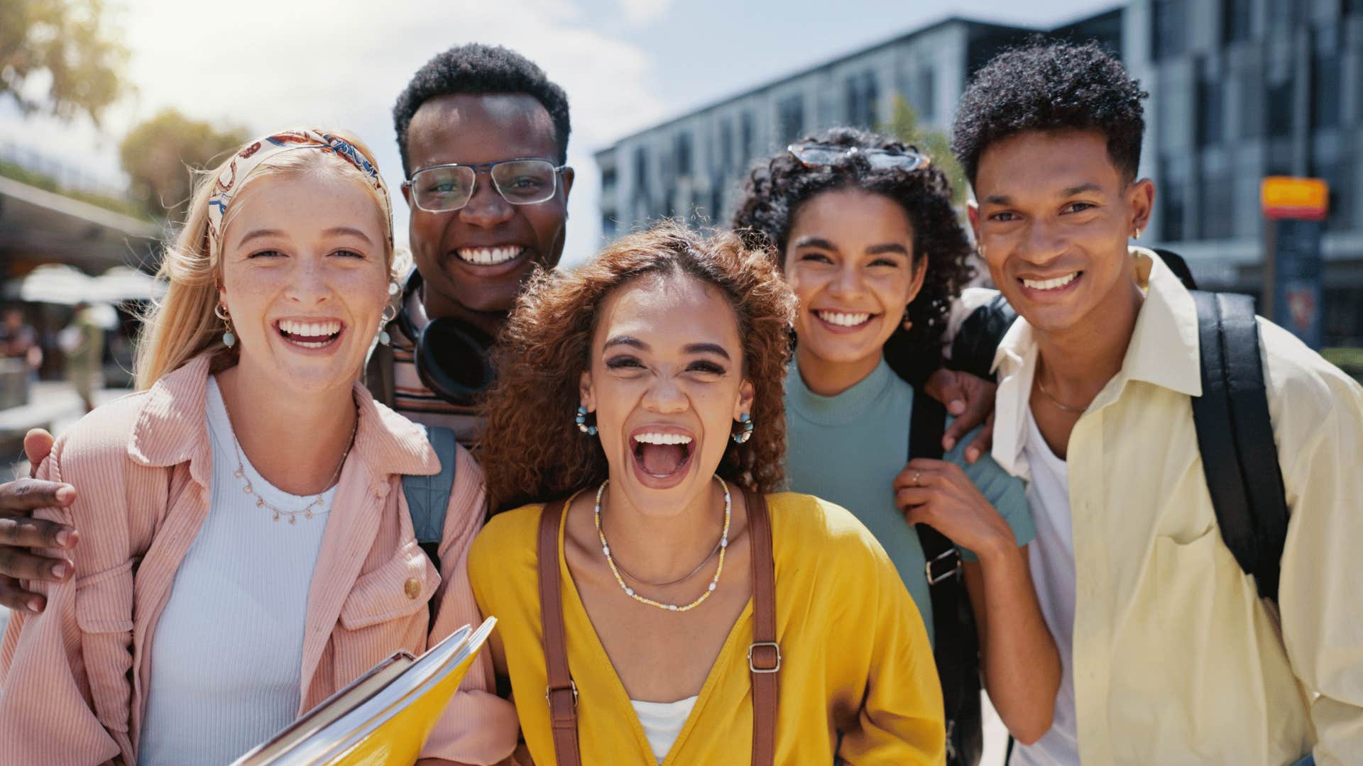 group of happy friends