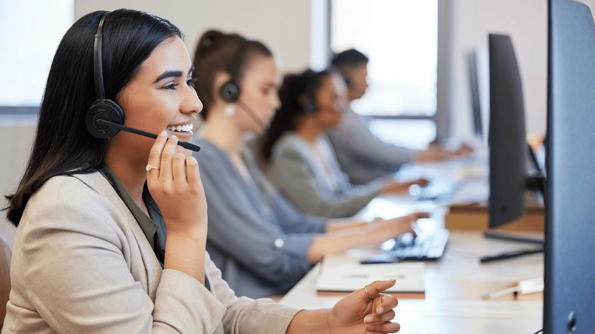 woman working at a call center