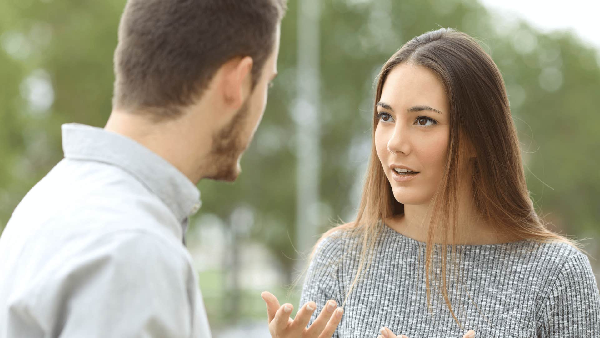 couple talking intensely 