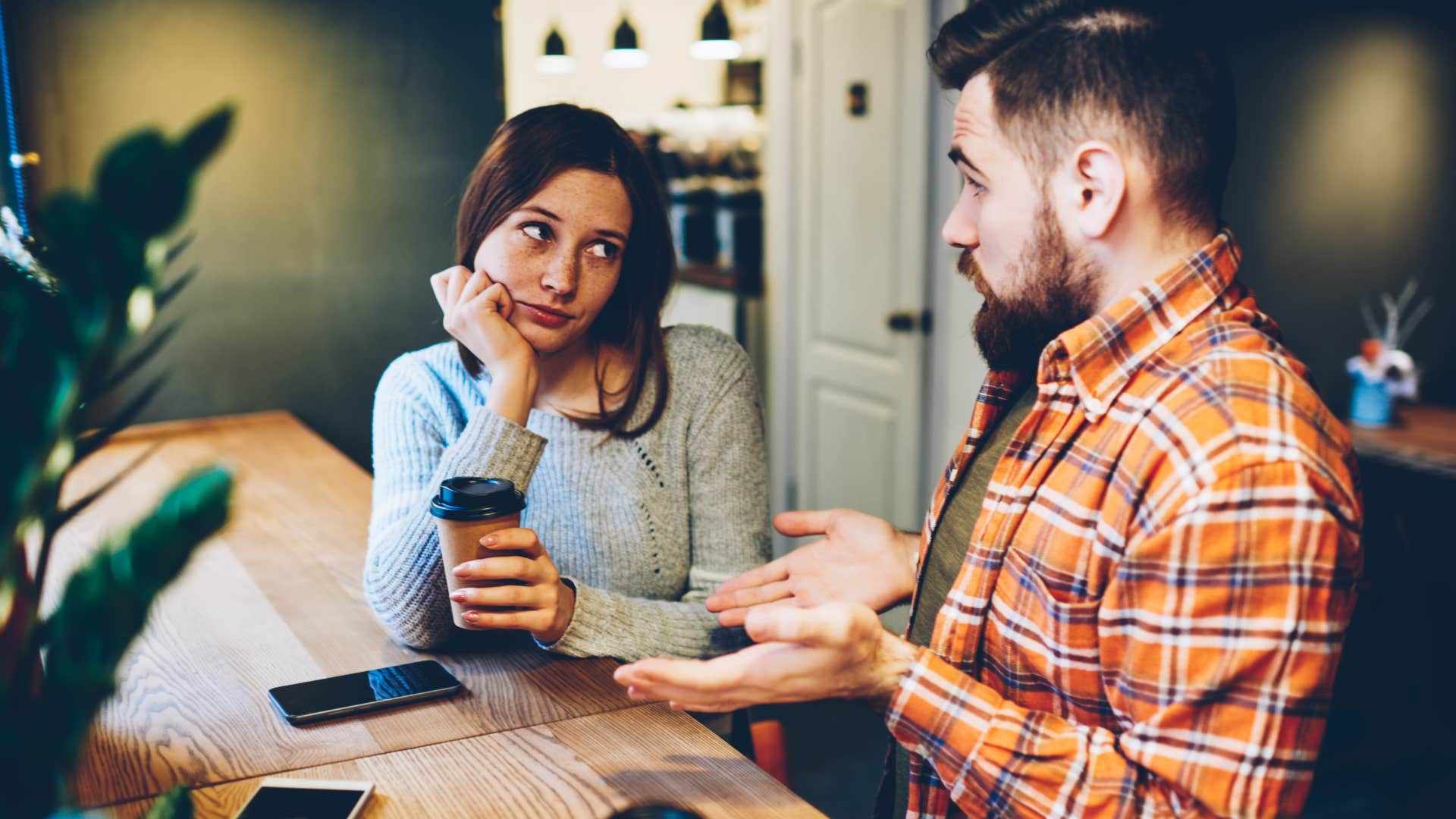 man asking woman about her opinions