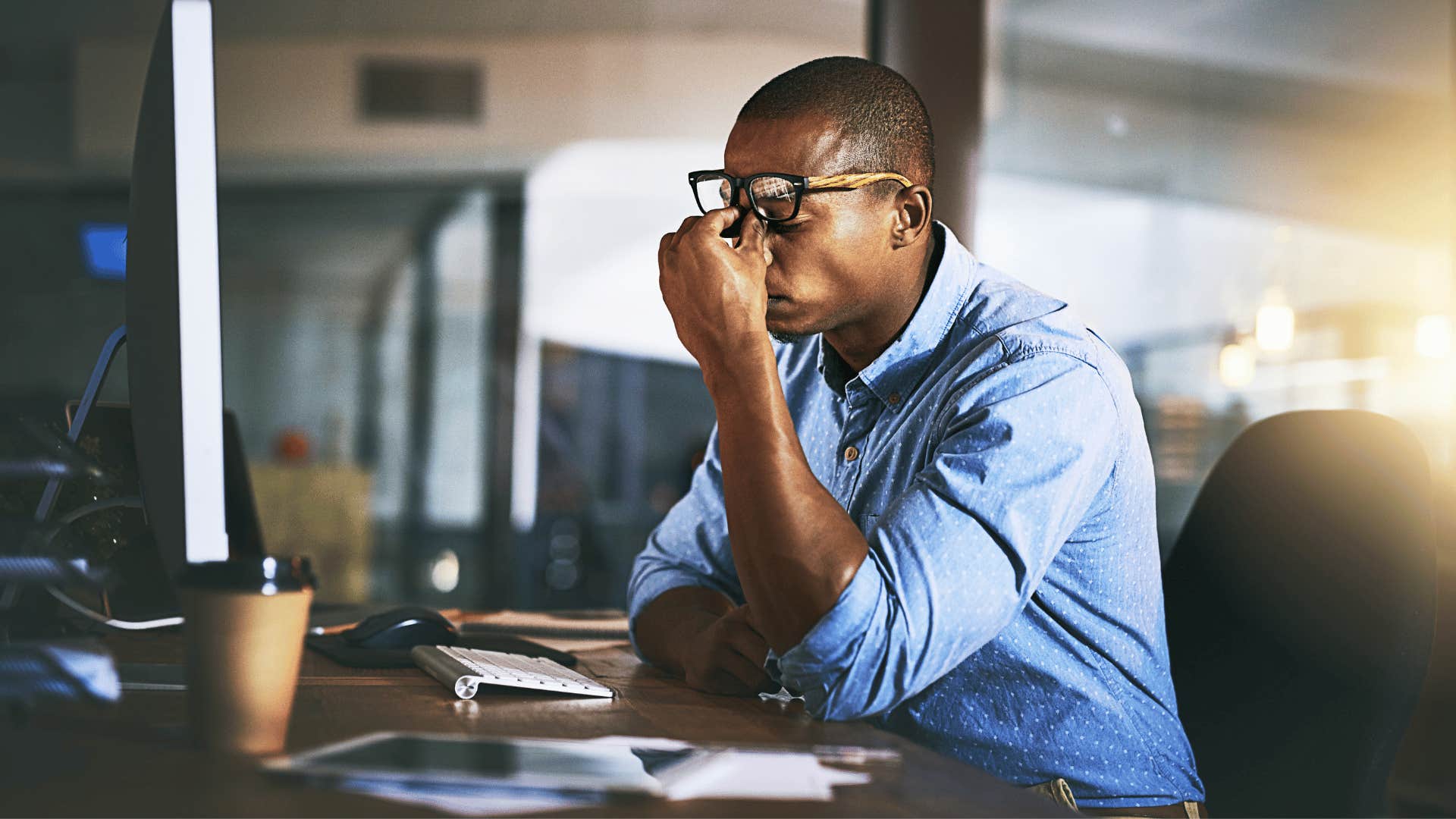 man frustrated while working