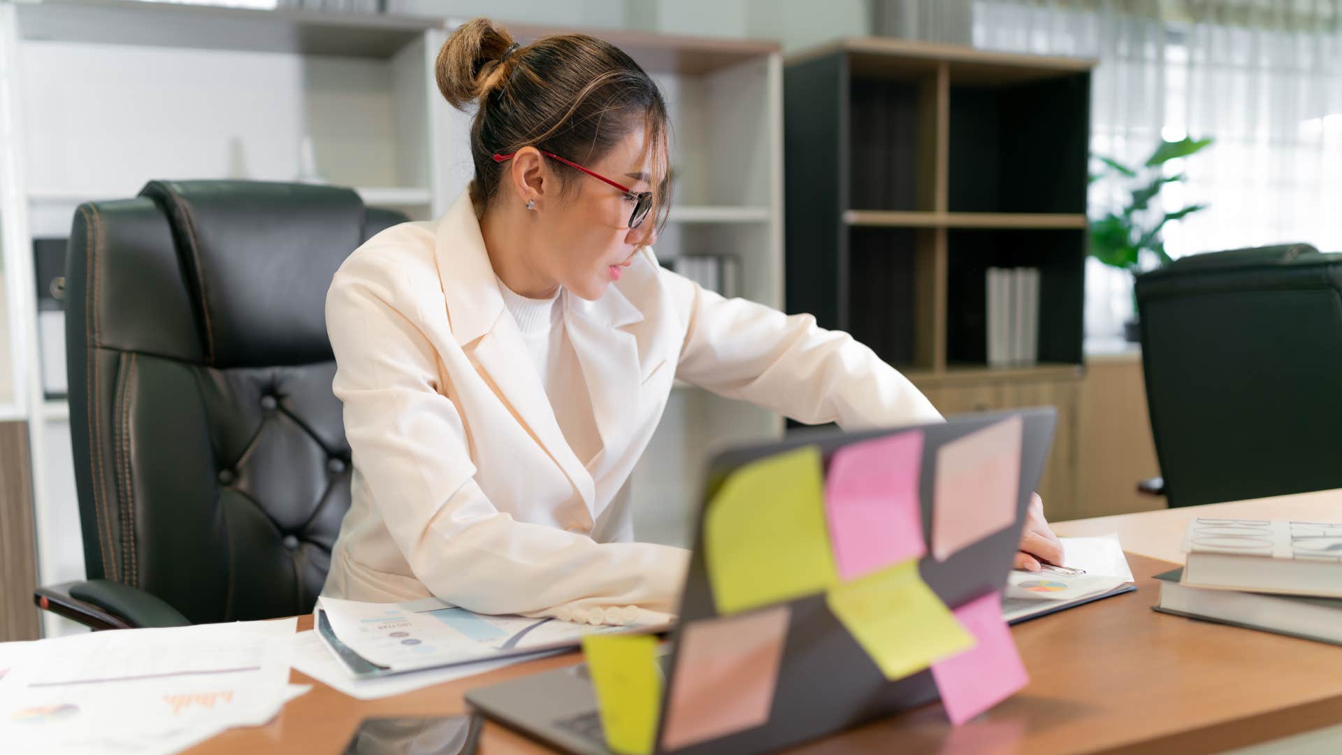 Businesswoman working at desk