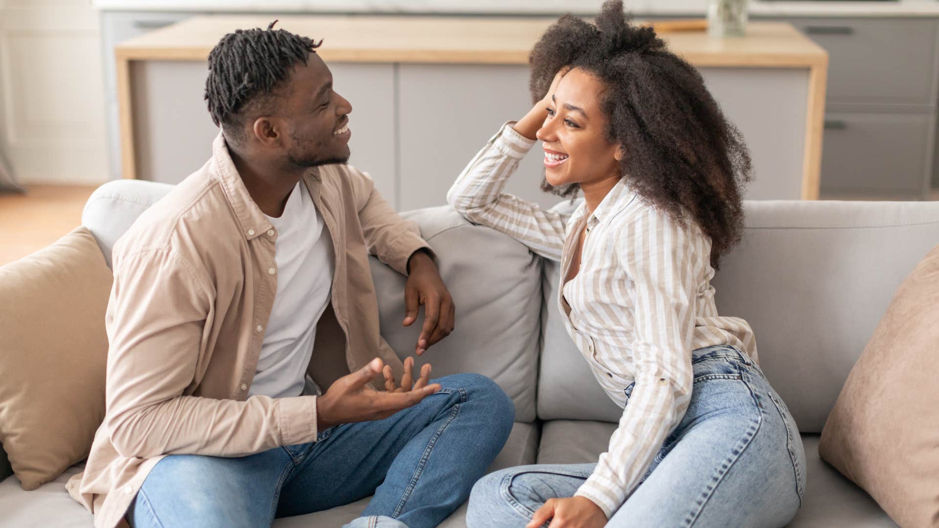 good husband and wife having a talk about future