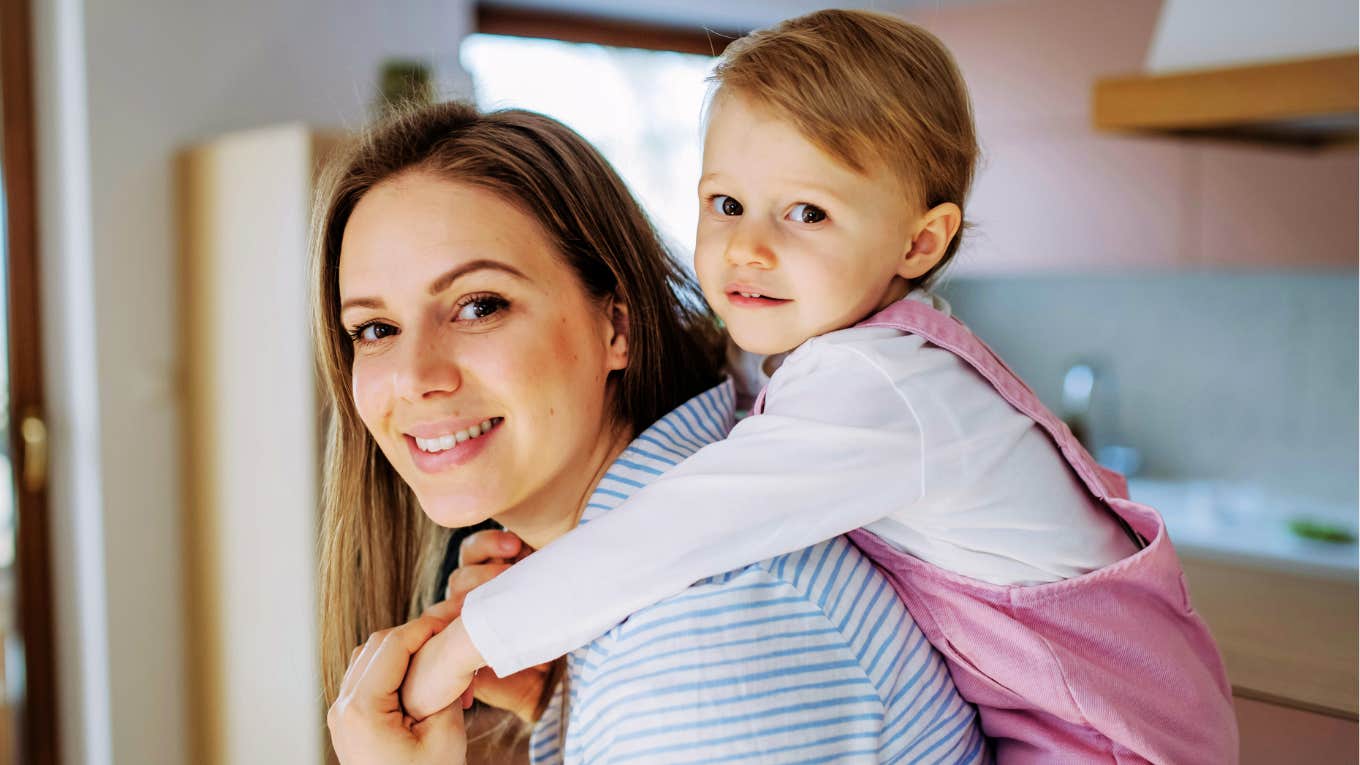 New parent with her son. 