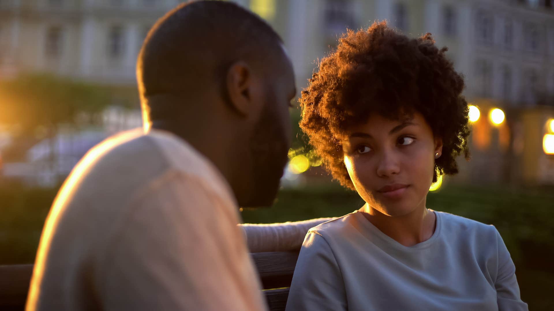 Woman looking annoyed staring at her partner