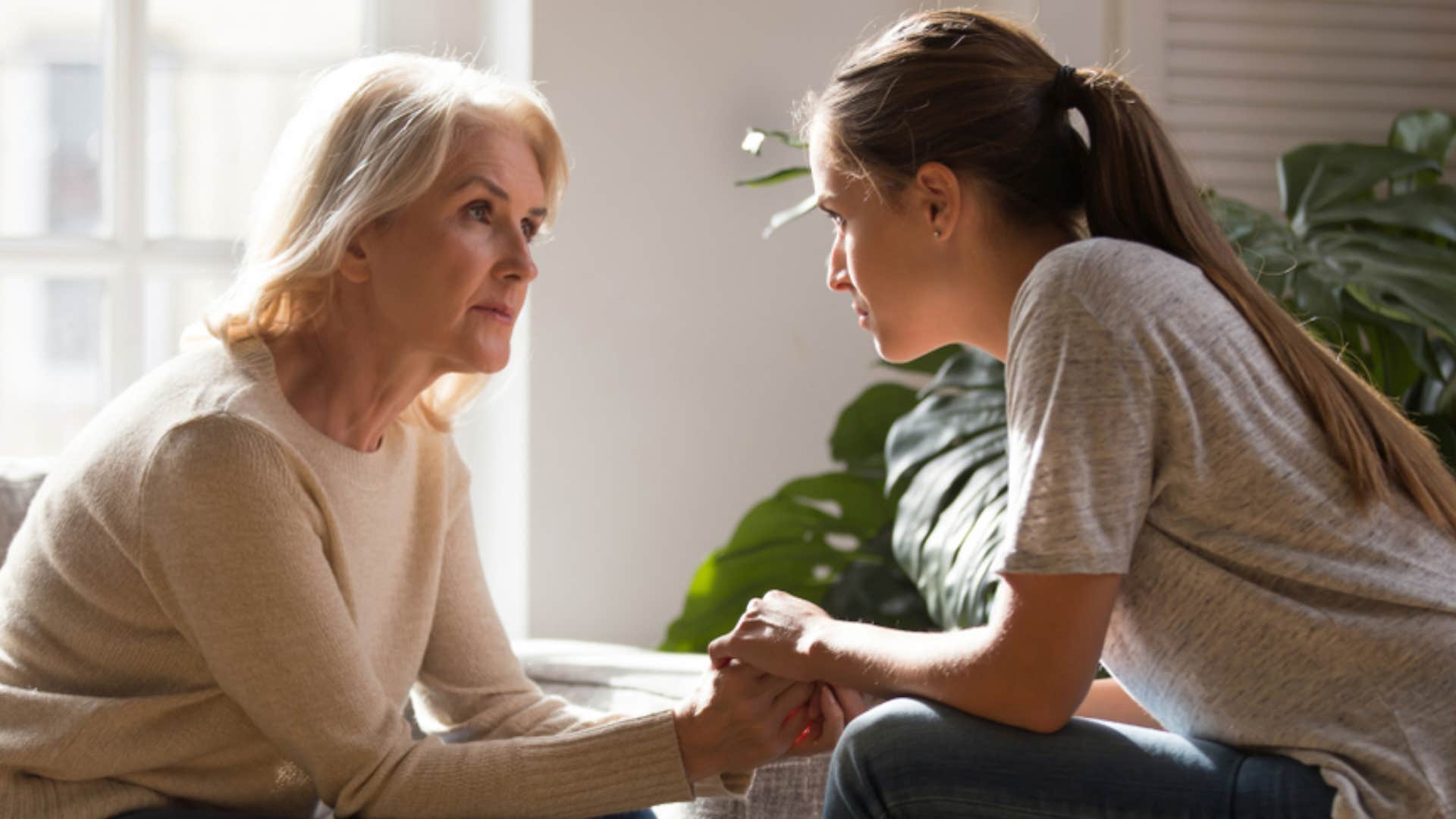 mom and daughter talking 