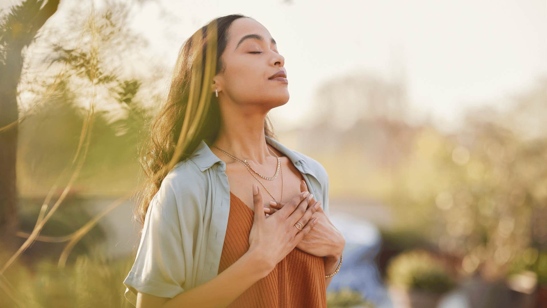 highly intuitive woman meditating