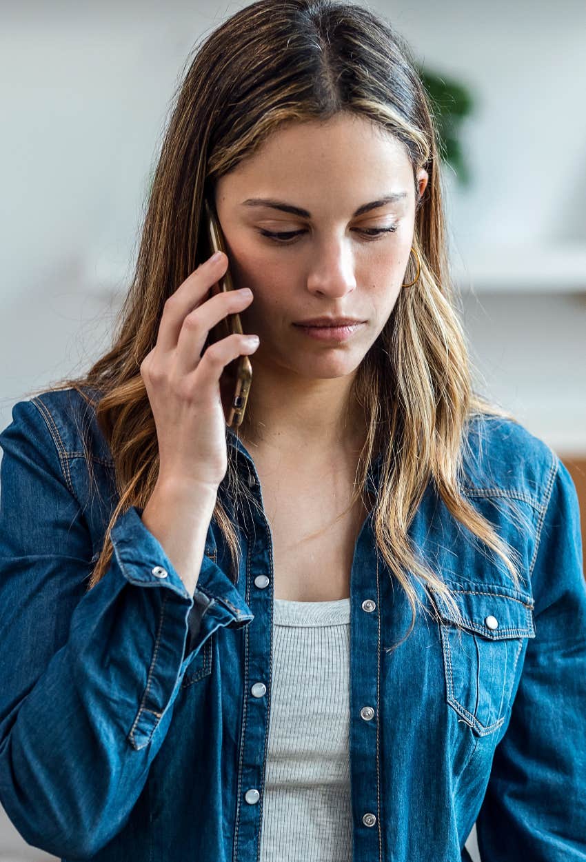 Bride-to-be on the phone with her sister