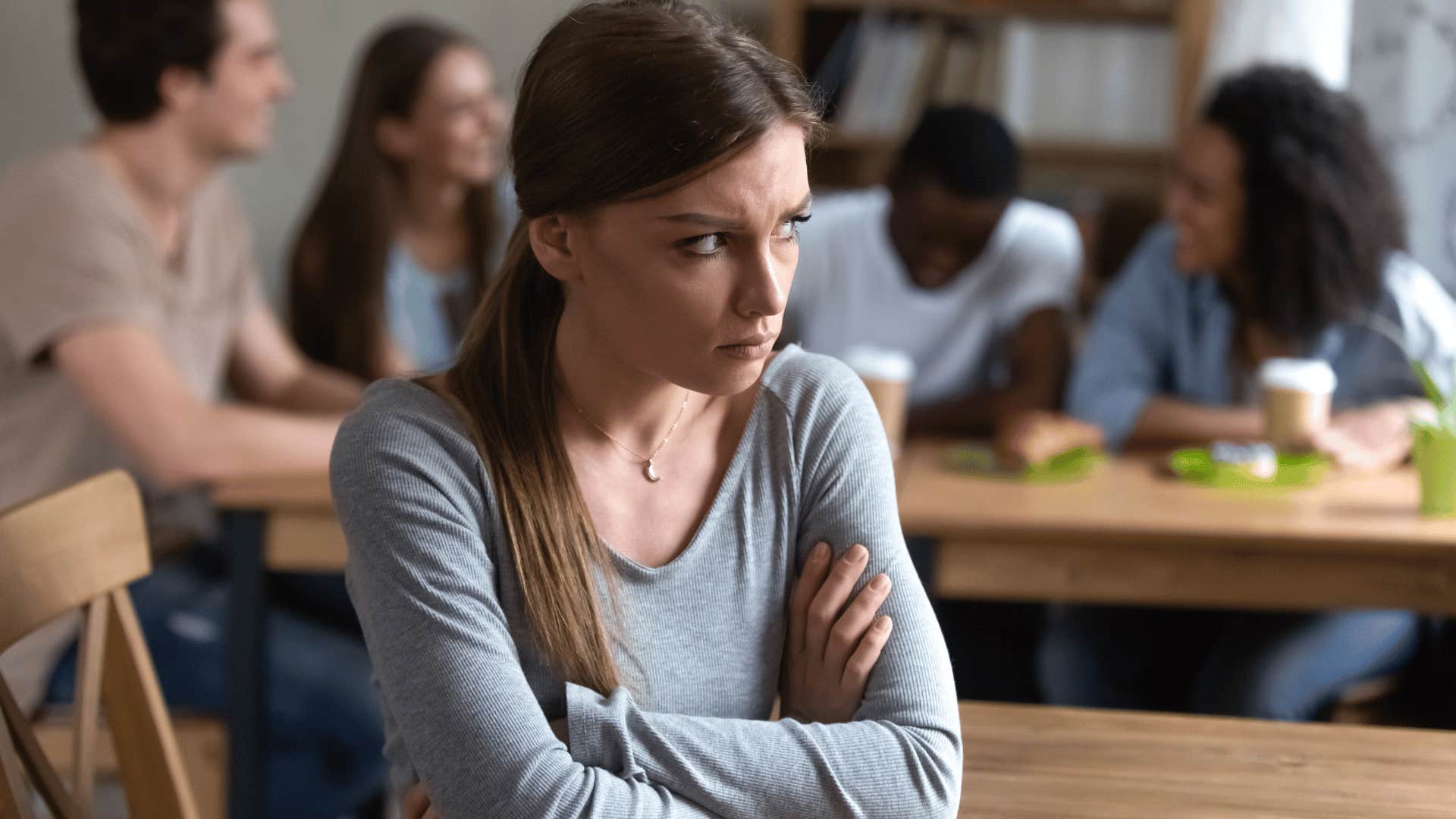 woman annoyed with friends